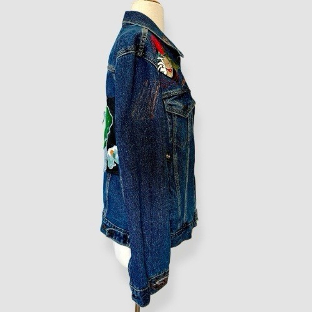 Levi’s Women’s Denim Jacket M Custom Los Angeles Patchwork Retro Style - Picture 4 of 16